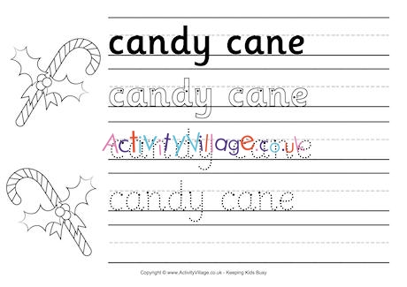 Candy cane handwriting worksheet