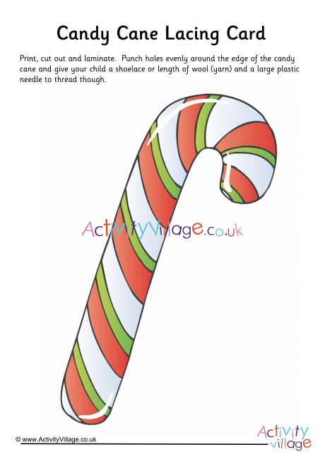 Candy Cane Lacing Card