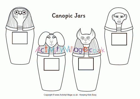 Canopic jars colouring page