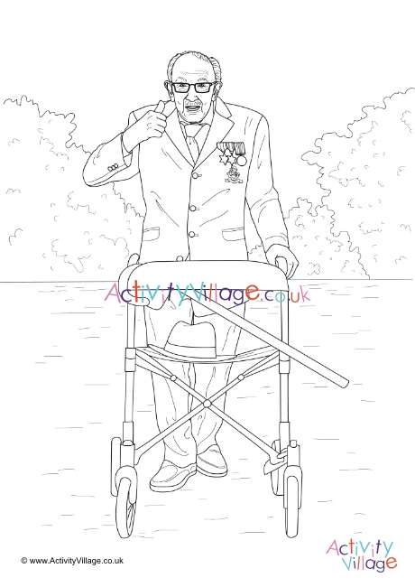 Captain Tom colouring page 1