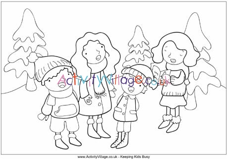 Carol singers colouring page 2