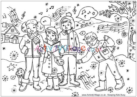 Carol singers colouring page