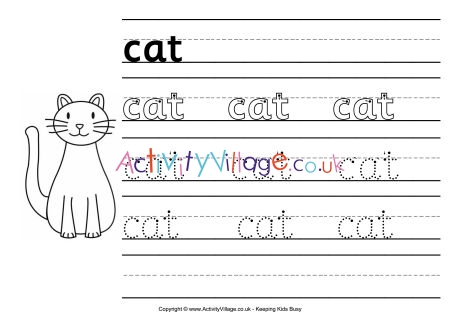 Cat Handwriting Worksheet