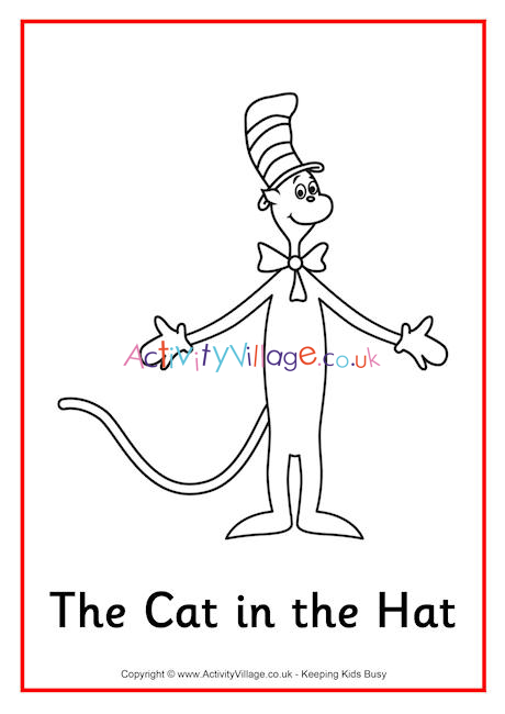 Cat In The Hat Colouring Page
