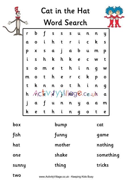 Cat in the Hat Word Search