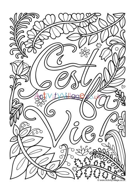 C'est la vie colouring page