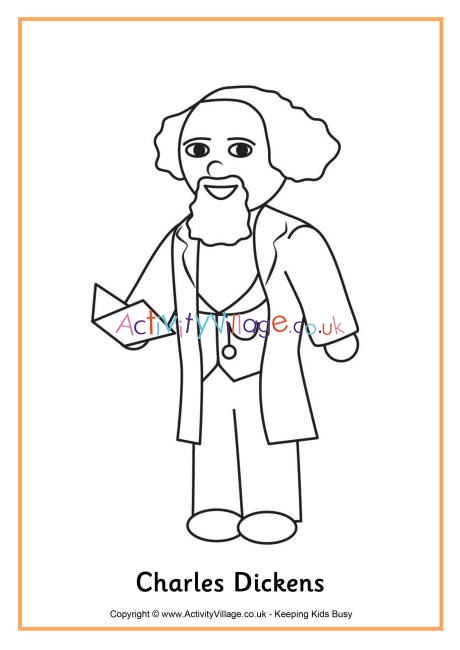 Charles Dickens colouring page 