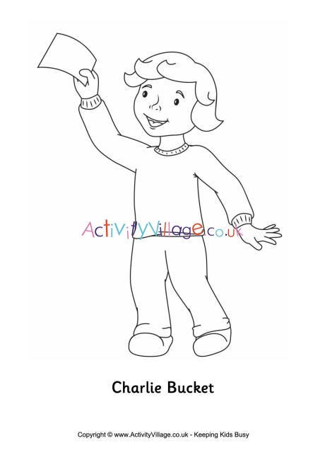 Charlie bucket colouring page