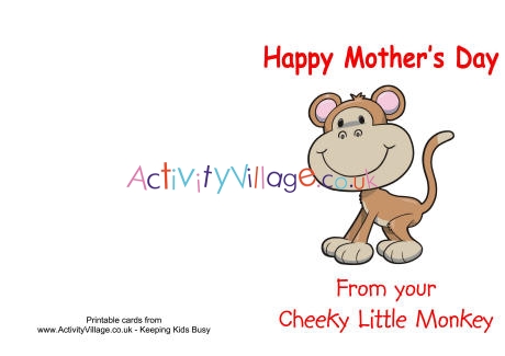 Cheeky little monkey Mother's Day card