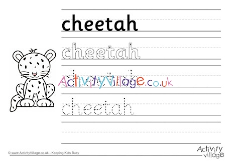 Cheetah Handwriting Worksheet