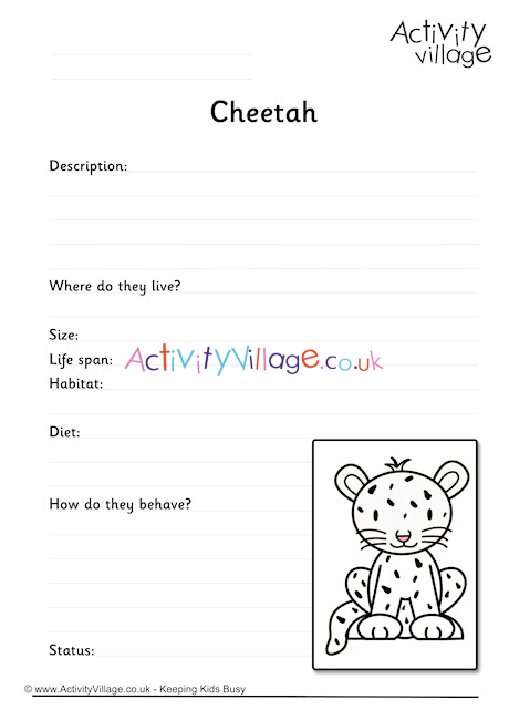 Cheetah Worksheet
