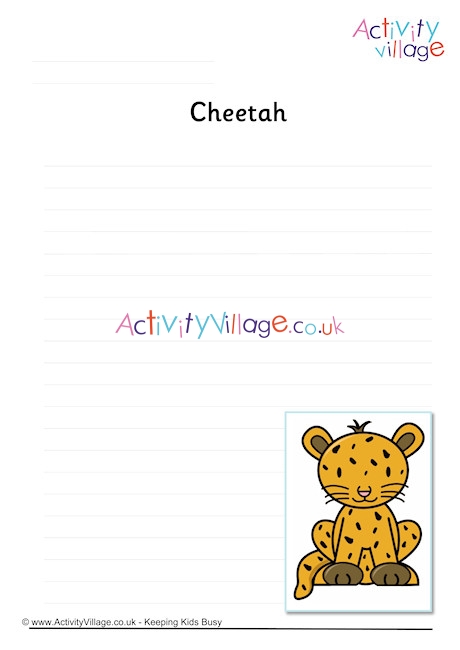 Cheetah Writing Page