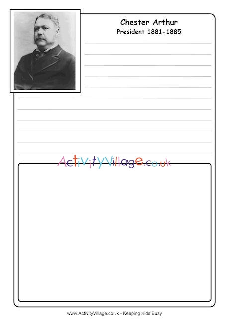Chester Arthur notebooking page