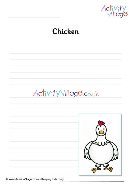 Chicken Writing Page