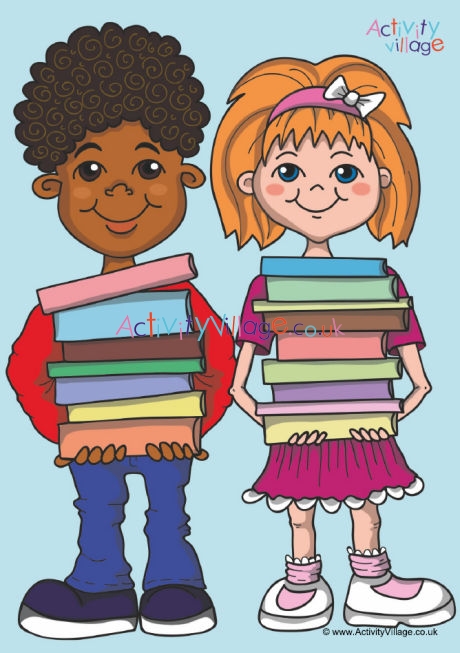 Children with books poster