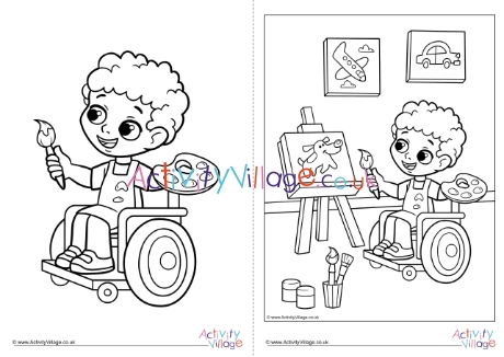 Children With Disabilities Colouring Page 11