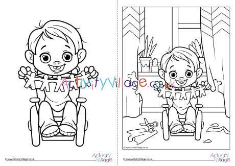 Children With Disabilities Colouring Page 1