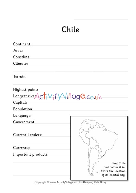 Chile fact worksheet