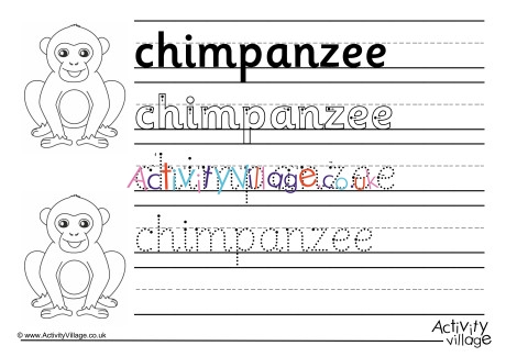 Chimpanzee Handwriting Worksheet