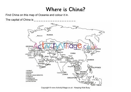 China location worksheet