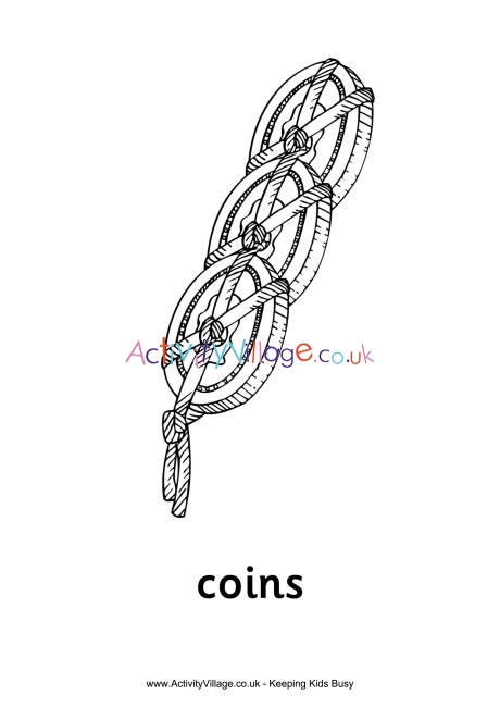 Chinese coins colouring page