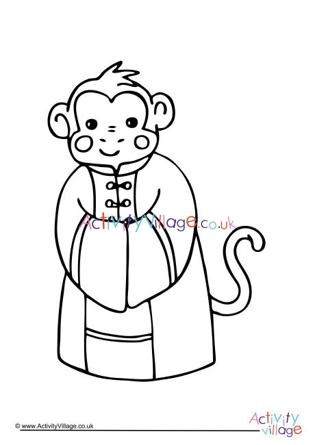 Chinese New Year Monkey Colouring Page