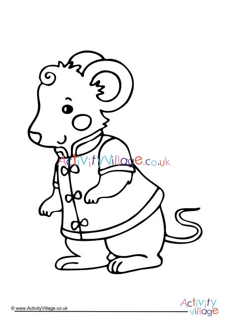 Chinese New Year Rat Colouring Page