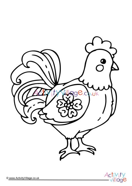 Chinese New Year Rooster Colouring Page