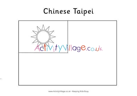 Chinese Taipei Flag Colouring Page