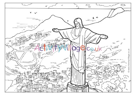 Christ the Redeemer colouring page