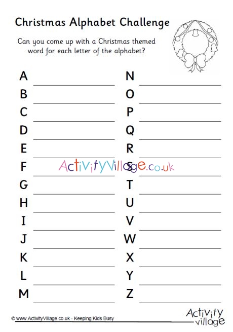 Christmas alphabet challenge