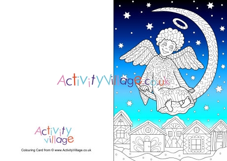 Christmas angel colour pop colouring card