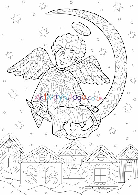 Christmas angel doodle colouring card