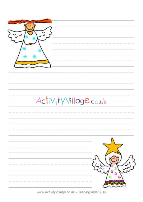 Christmas angel writing paper