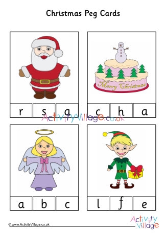 Christmas beginning sounds peg cards