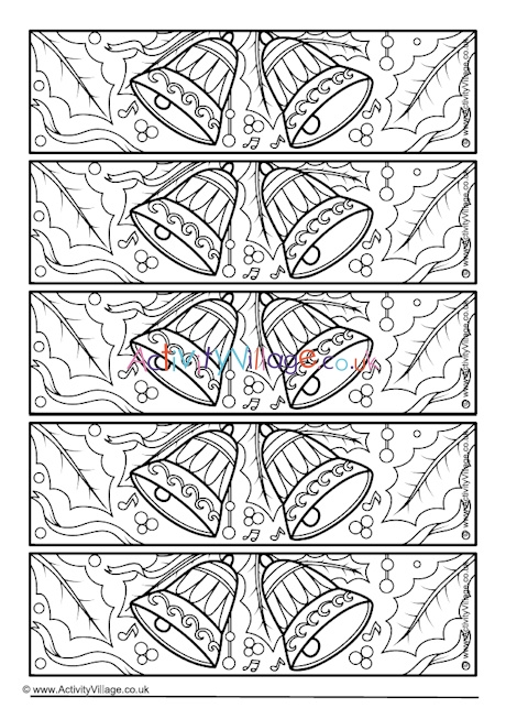 Christmas bells colouring bookmarks