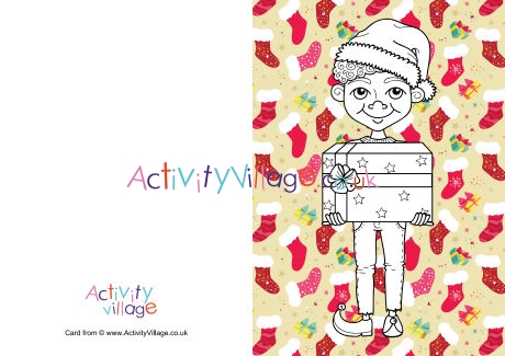 Christmas boy colour pop colouring card