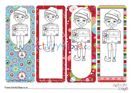 Christmas boy colouring bookmarks