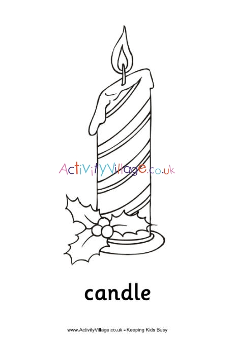 Christmas candle colouring page