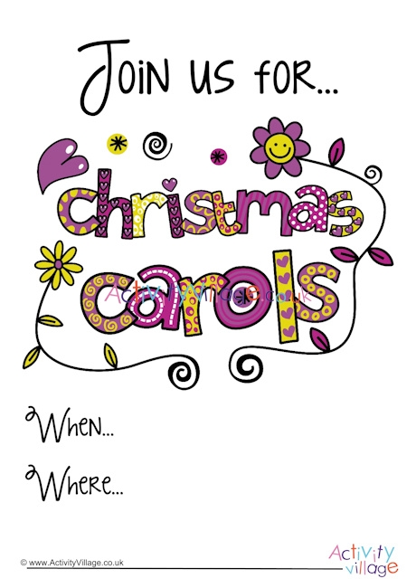 Christmas carols invitation - large
