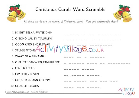 Christmas Carols Word Scramble