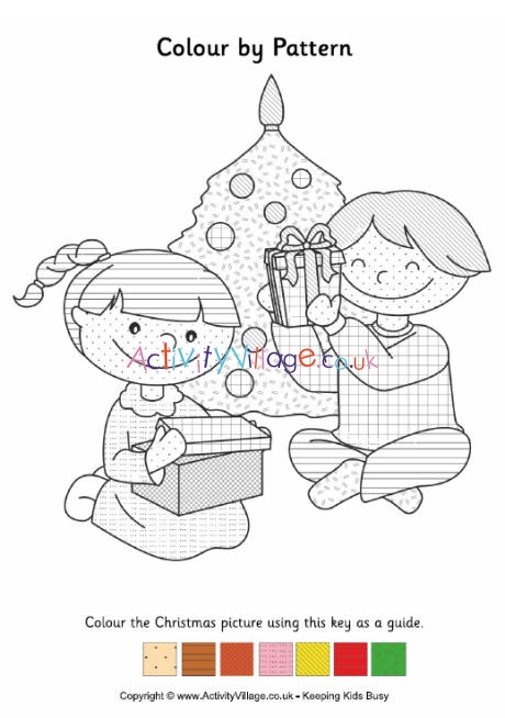 Christmas Children Colour by Pattern