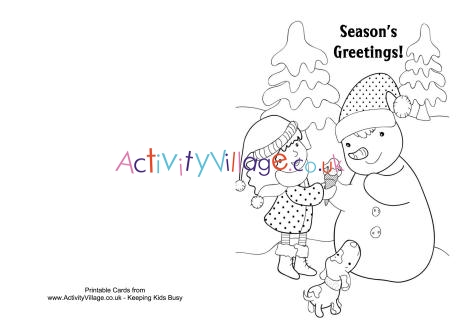 Friendly Snowman Colouring Card