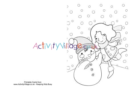 Fun in the Snow Colouring Card