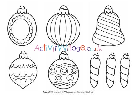 Christmas decorations colouring page 3