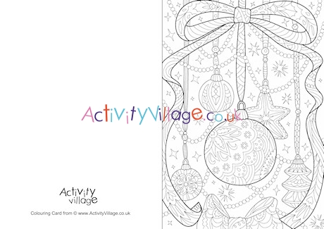 Christmas decorations doodle colouring card