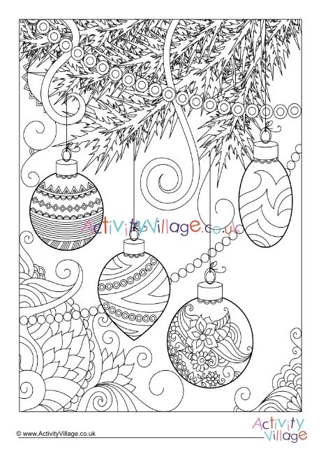 Christmas decorations doodle dolouring page 2