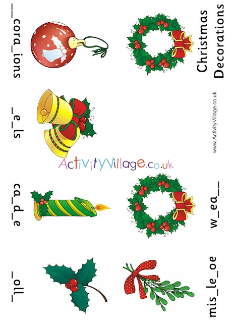 Christmas Decorations Fill In The Blanks Booklet