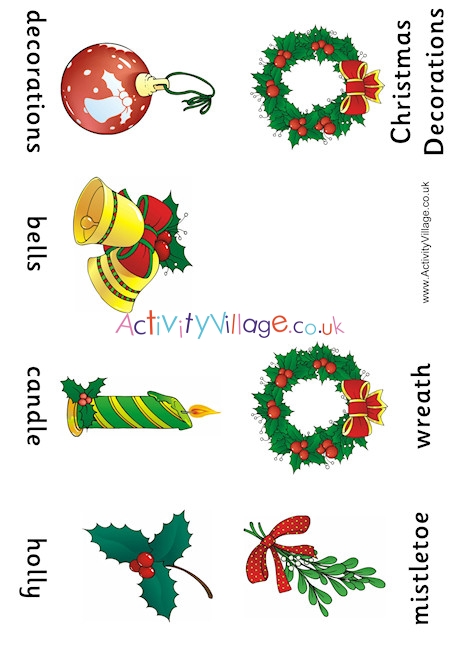 Christmas  Decorations  Vocabulary  Booklet