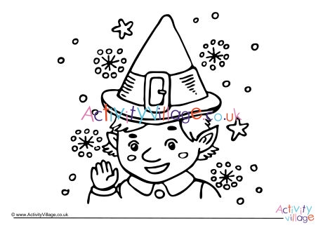 Christmas elf colouring page 2